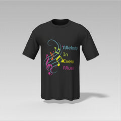Melody in Every Music – Colorful Musical Notes Black T-Shirt